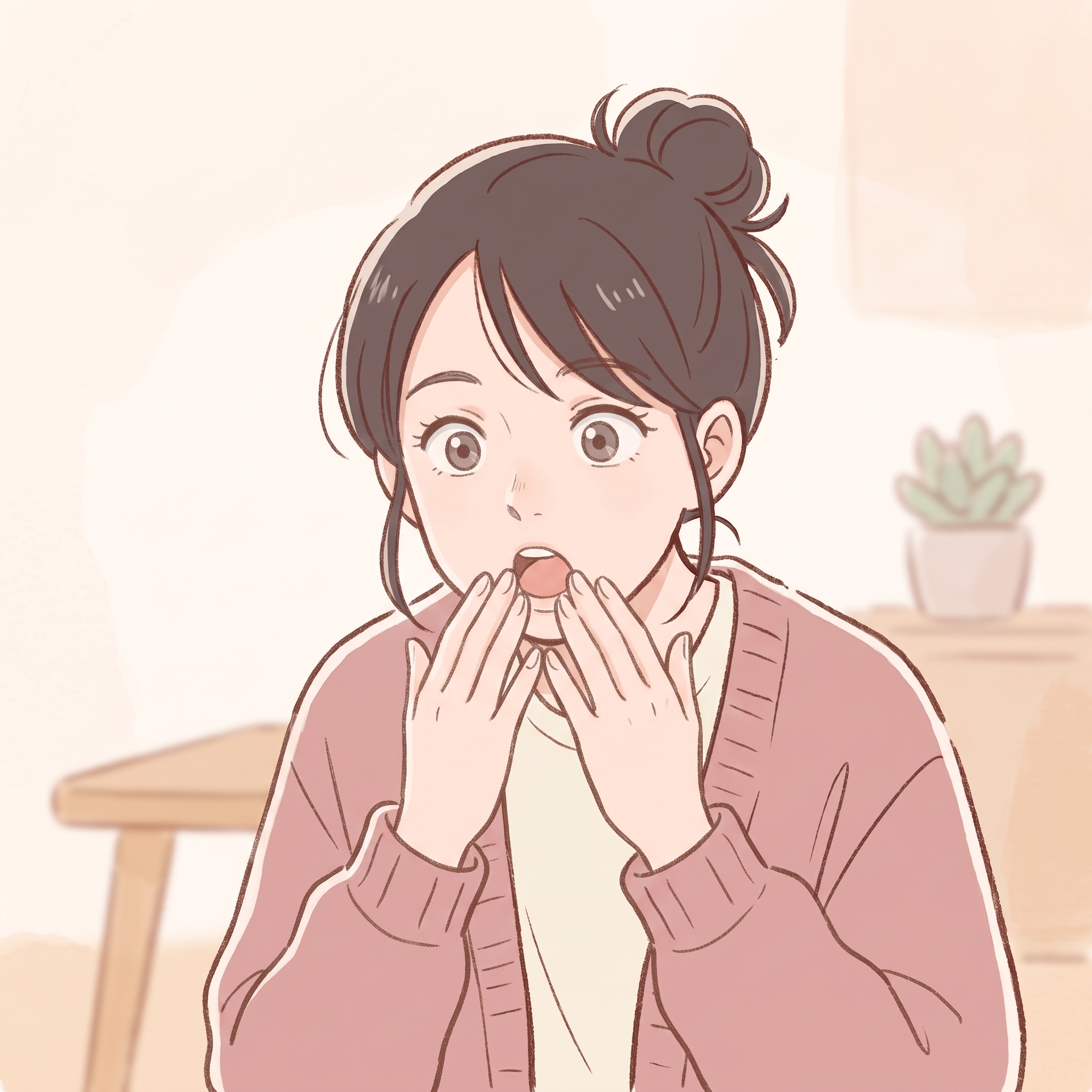 希望を持ち驚く女性