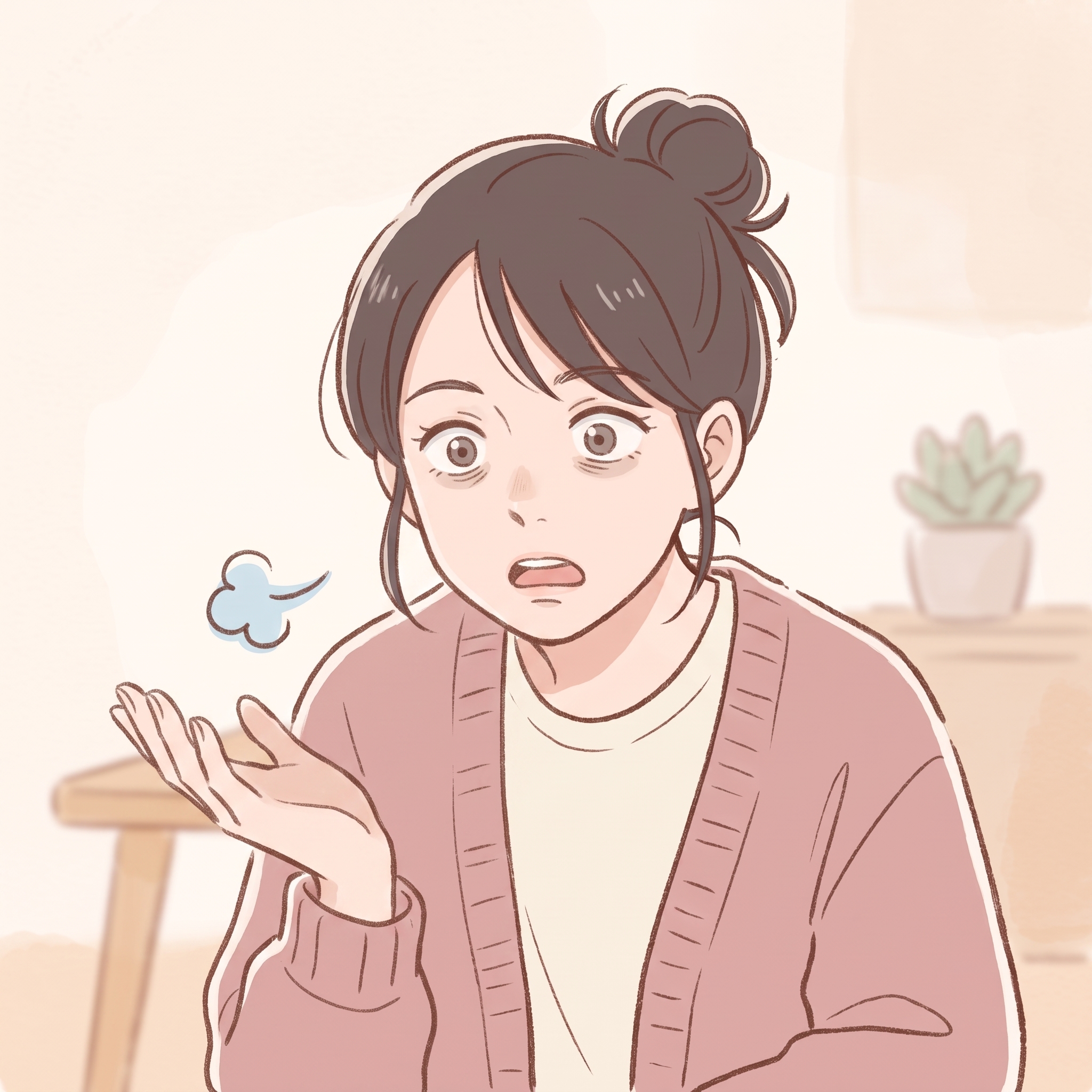 焦って驚く女性